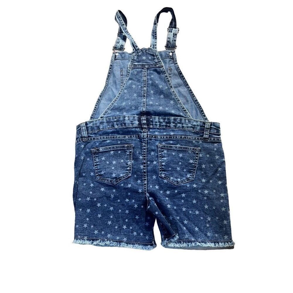 Vigoss Girl's Blue Star Print Denim Overall Jumpsuit shortalls Size XL